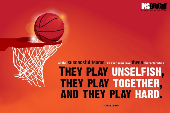 Basketball and quote about successful teams