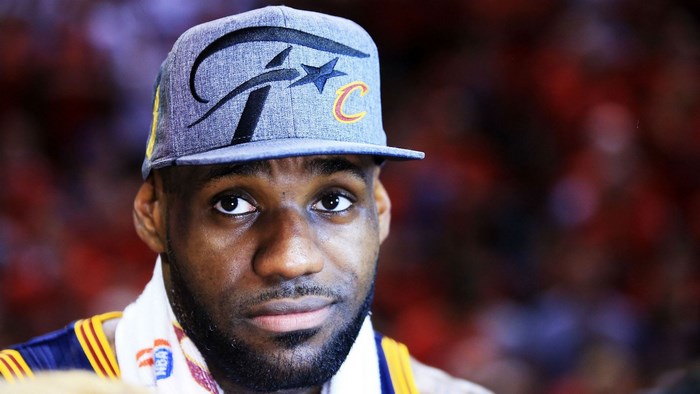 LeBron James close-up portrait with Cleveland Cavaliers cap