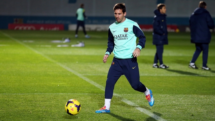 Lionel Messi training with FC Barcelona