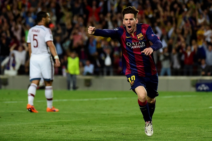 Lionel Messi celebrating a goal for Barcelona