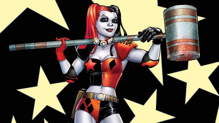 Harley Quinn holding a large hammer