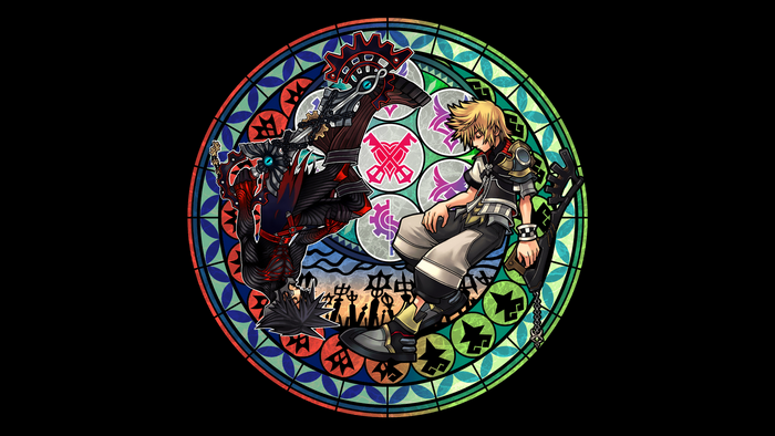 Sora and Roxas from Kingdom Hearts in stained glass