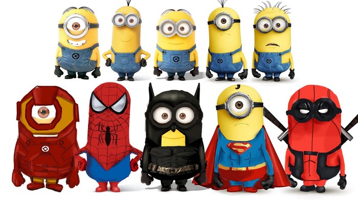 Minions dressed as superheroes