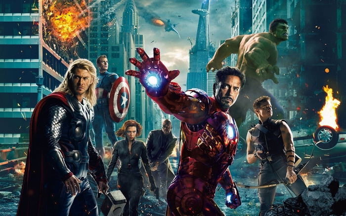 The Avengers in a City Battle