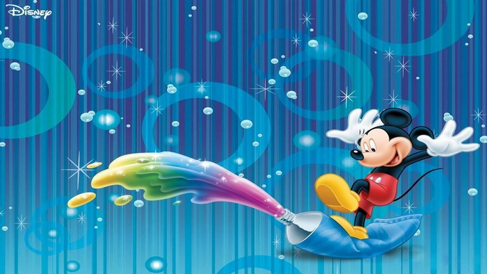 Mickey Mouse painting with rainbow colors