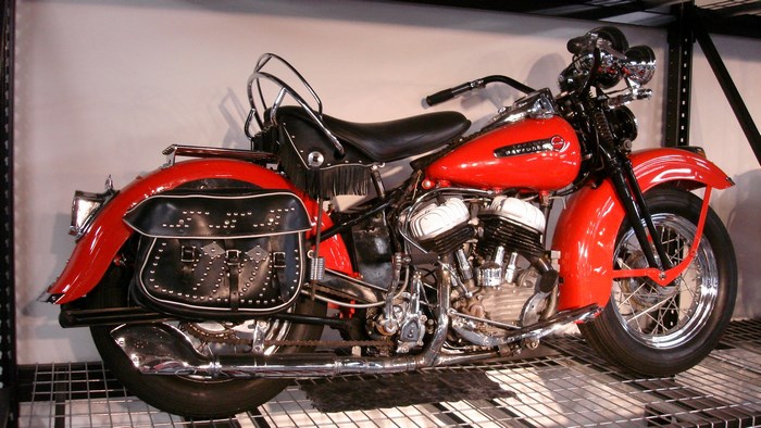 Red Harley Davidson Motorcycle with Saddlebags