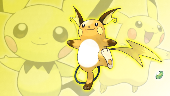 Energetic Raichu with Pikachu Background