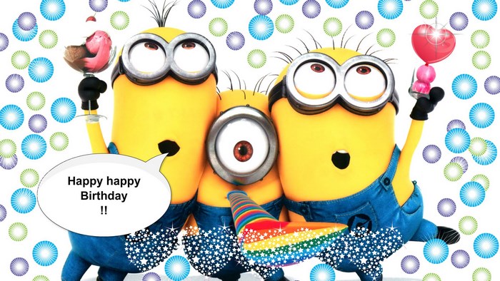 Minions celebrating a happy birthday