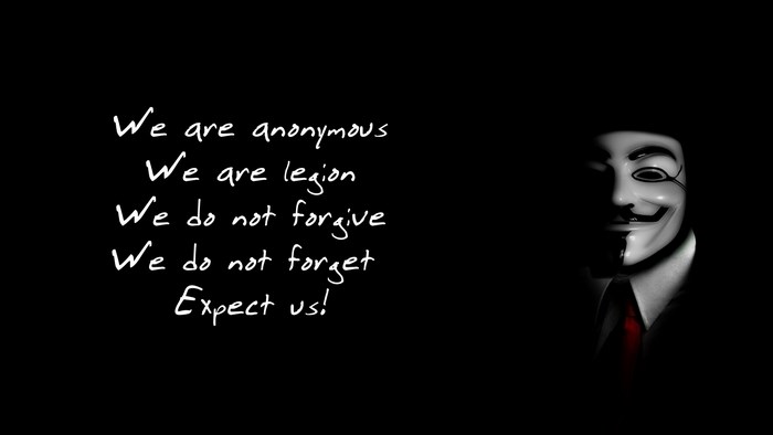 Anonymous mask and text quote