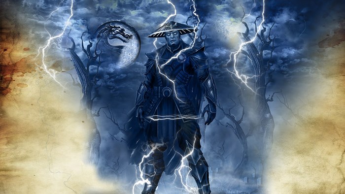 Raiden from Mortal Kombat with lightning