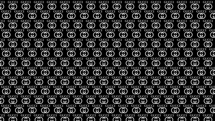 Gucci logo pattern on black background