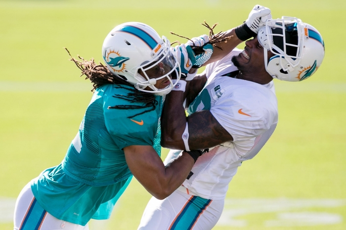Miami Dolphins players in action