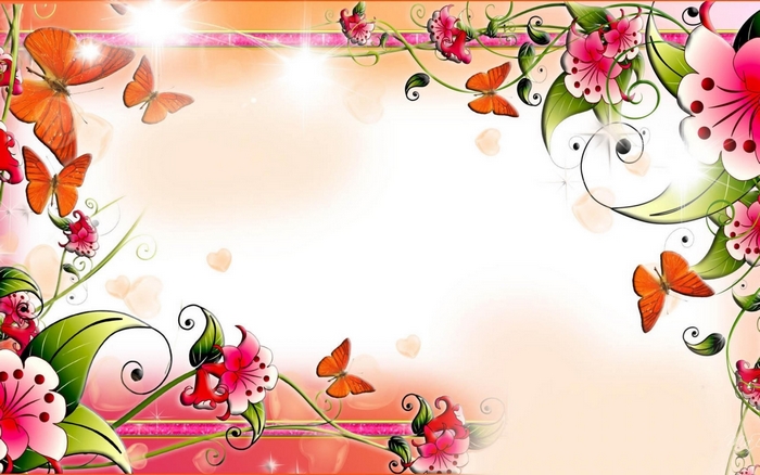 Spring flowers and butterflies