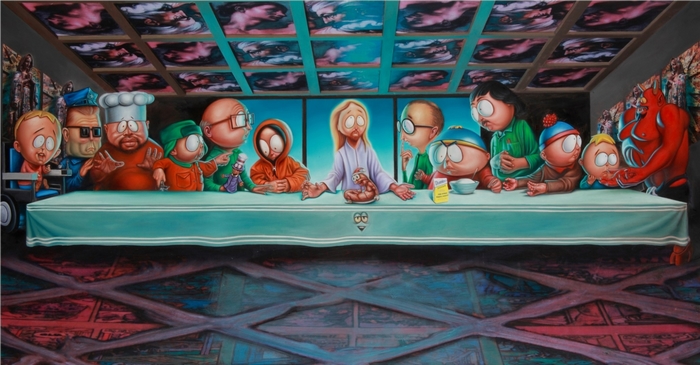 South Park characters in The Last Supper parody