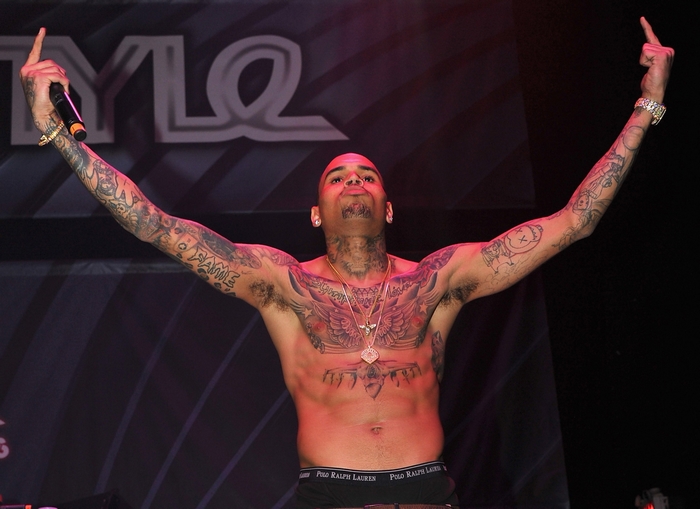 Chris Brown performing on stage