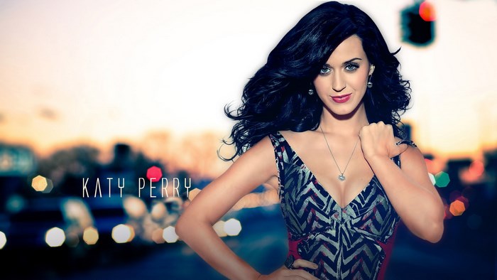 Katy Perry in a patterned dress