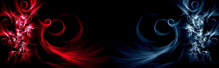 Red and blue abstract fractal patterns