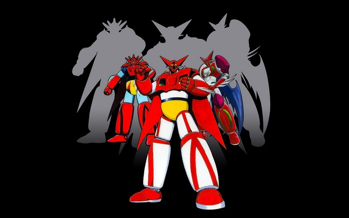 Getter Robo characters with shadows