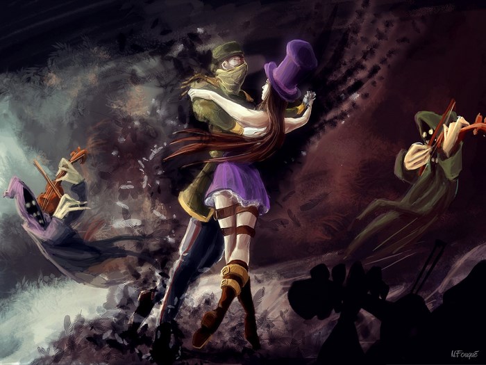 League of Legends characters dancing with violinists