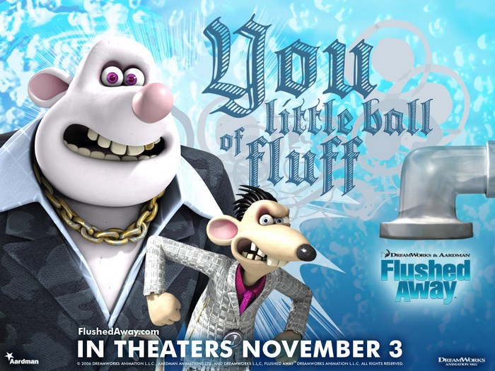 Flushed Away movie poster with Roddy and Sid