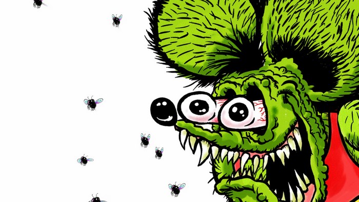 Rat Fink with flies