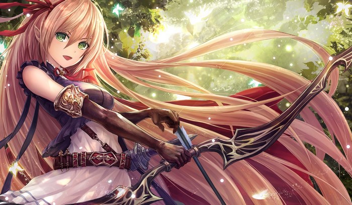 Shadowverse Archer with Flowing Hair in Enchanted Forest