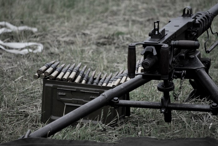 Browning M2 machine gun with ammunition
