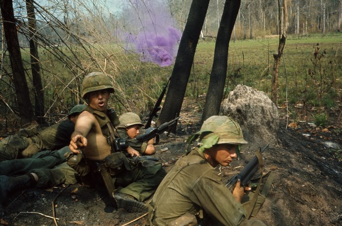 Vietnam War Soldiers in Forest Combat Scene