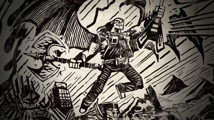 Brutal Legend Character with Weapon in Battle Scene