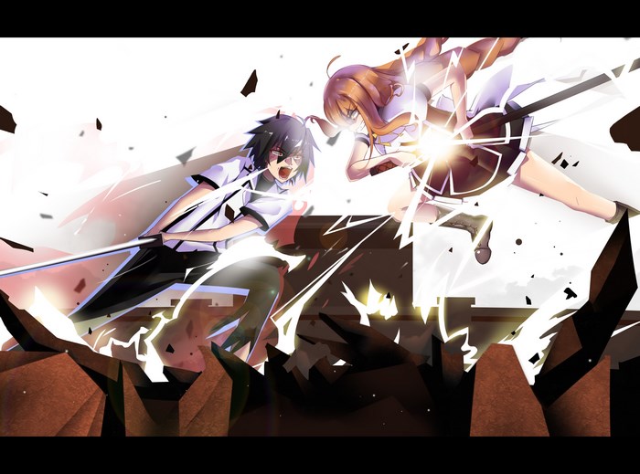 Ikki Kurogane and Stella Vermillion fighting from Chivalry of a Failed Knight