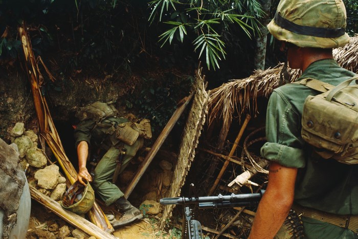 Vietnam War Soldiers in Jungle Trench