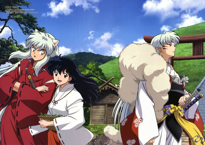 Inuyasha characters in a village