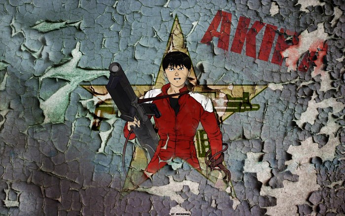 Kaneda from Akira with a gun