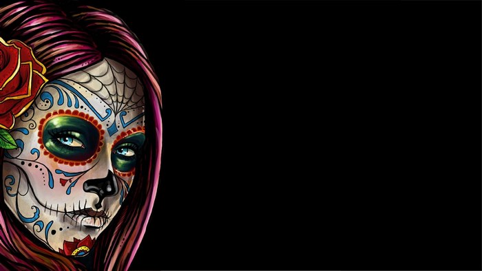 Sugar Skull Woman with Rose