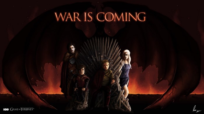 Game of Thrones characters on the Iron Throne
