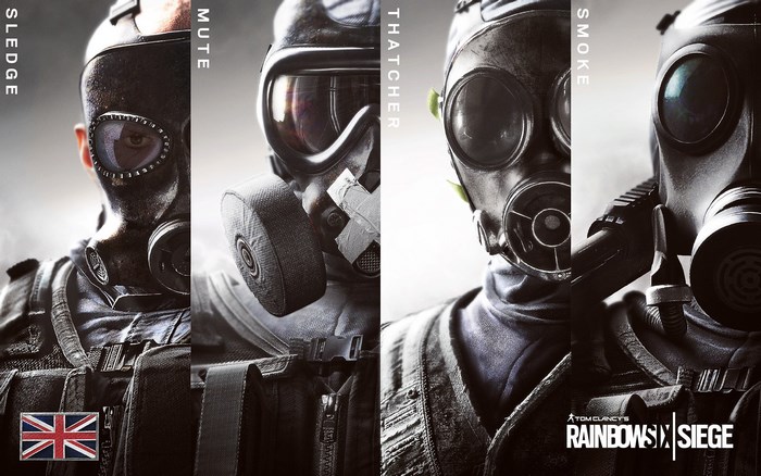 Sledge, Mute, Thatcher, and Smoke from Tom Clancy's Rainbow Six Siege