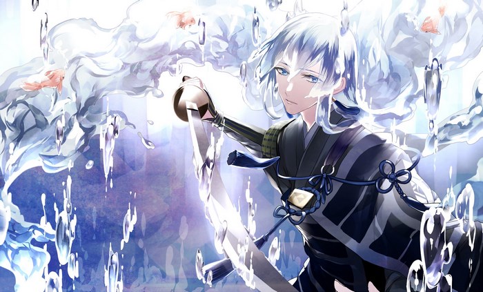 Touken Ranbu character with sword and water