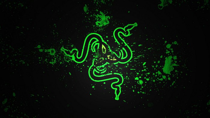 Razer logo with green paint splatters