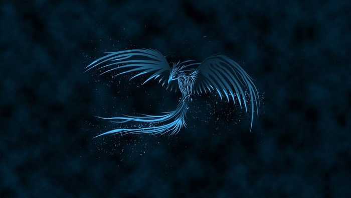 Blue Phoenix on Dark Background