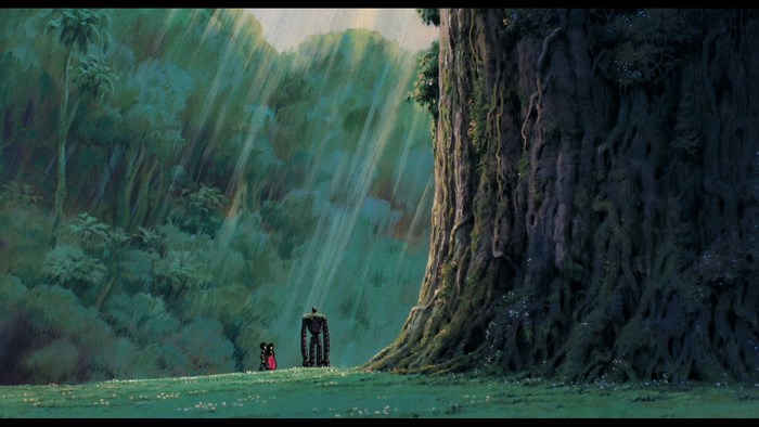 Robot and girl in forest from Laputa: Castle in the Sky