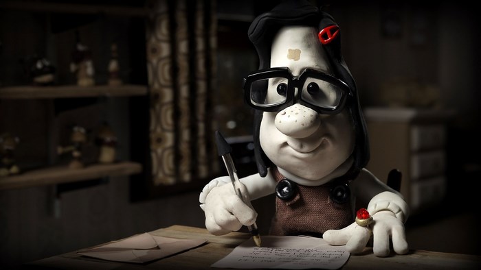 Mary and Max claymation character writing