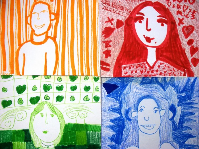Four colorful portraits of people