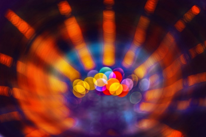 Abstract bokeh lights with radial blur