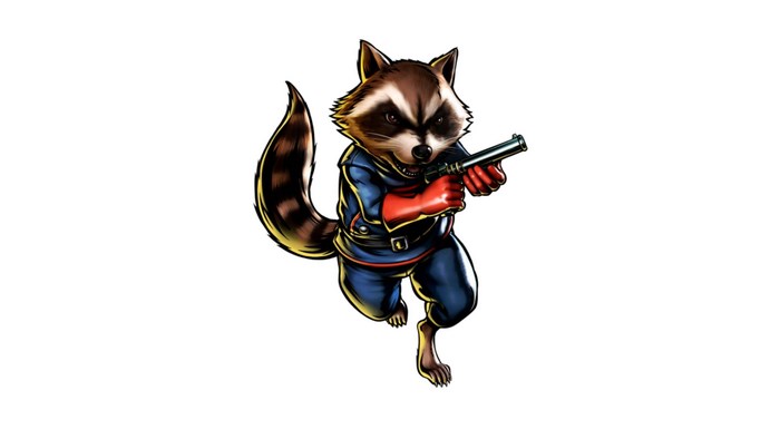 Rocket Raccoon holding a gun
