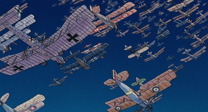 Porco Rosso biplanes in formation