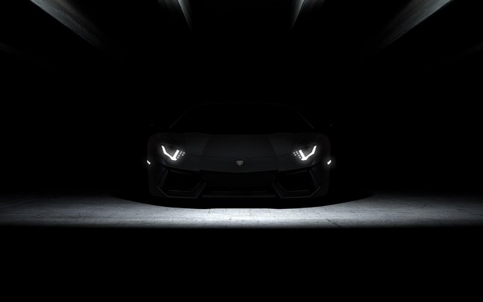 Black Lamborghini Aventador in Dark Tunnel