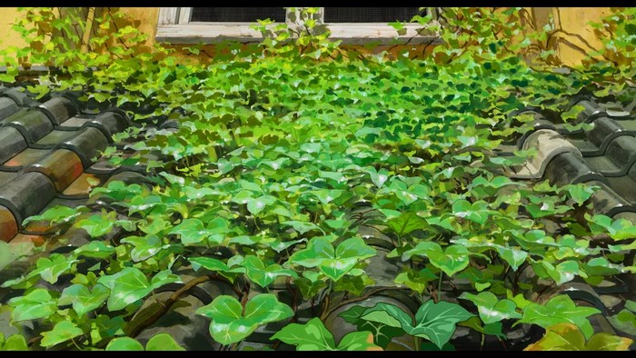 The Secret World of Arrietty roof tiles and ivy