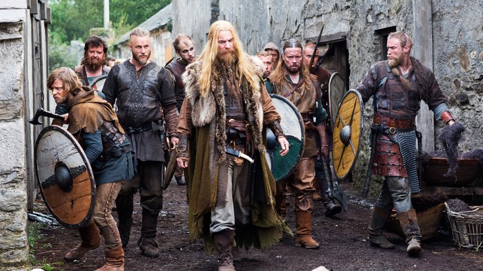 Vikings characters in a village setting