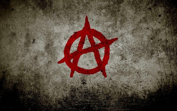 Red Anarchy Symbol on Textured Background