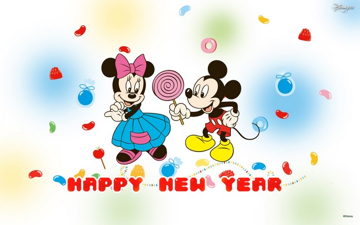 Mickey and Minnie Mouse Happy New Year